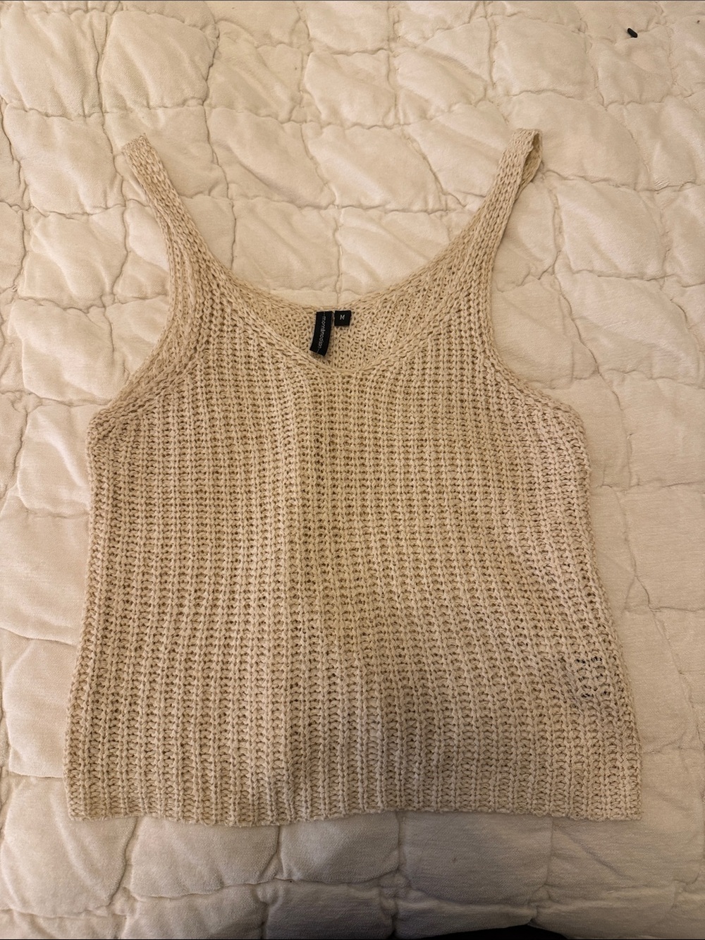 moon & madison Beige Knit Scoop Tank